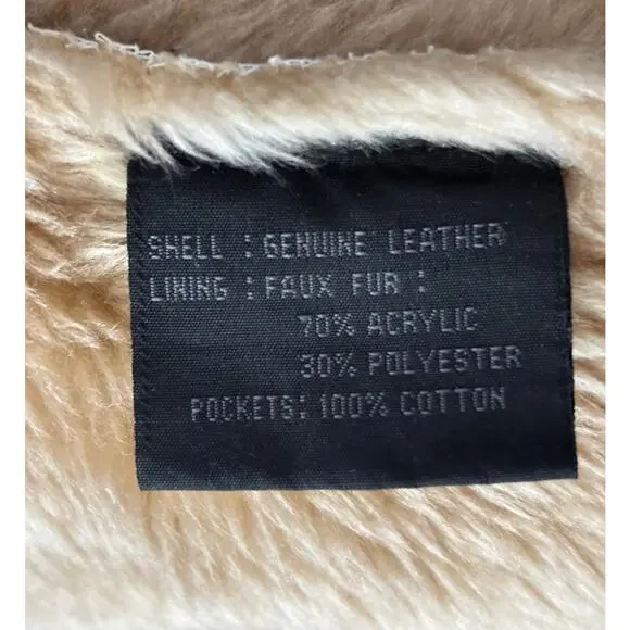 Vintage Guess Distressed Leather Vest Mens XL Front Zip Faux Fur Lined Western